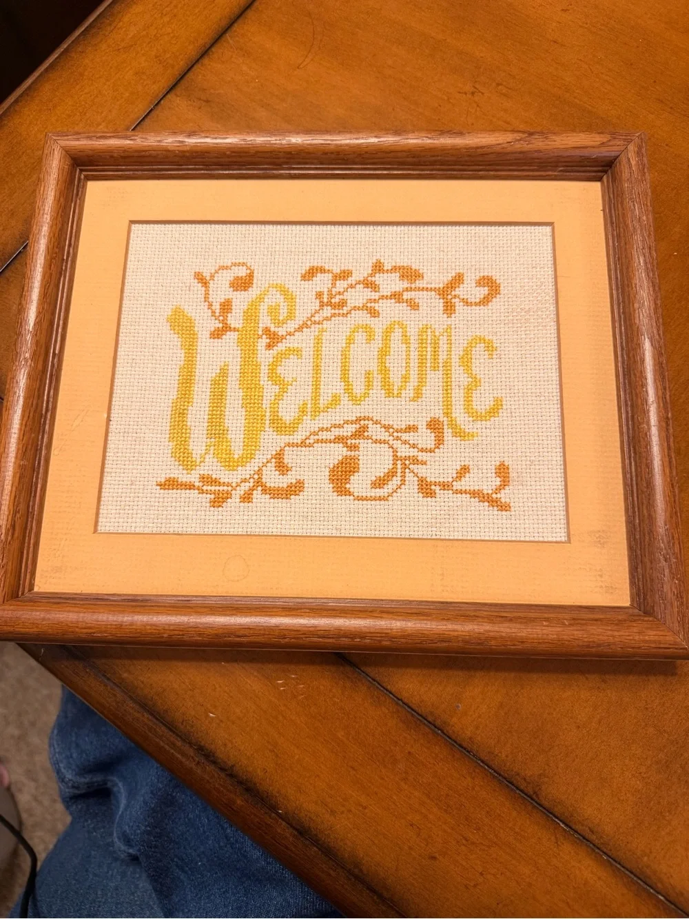 Vintage Wooden Framed Cross Stitch 
